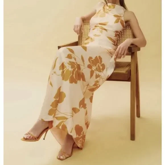 Reformation Womens Anaiis Silk Maxi Dress Maracuya Floral Size 12 NWT